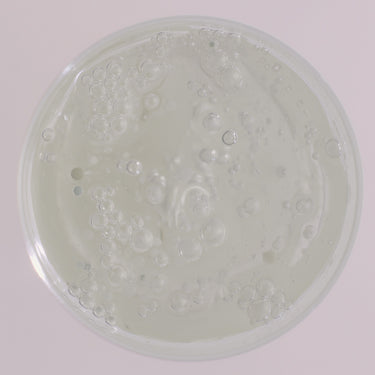 Clear gel in a cup, from the top.